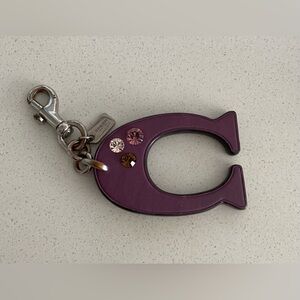 Coach “C” logo Purple Key Holder with Gem Accents